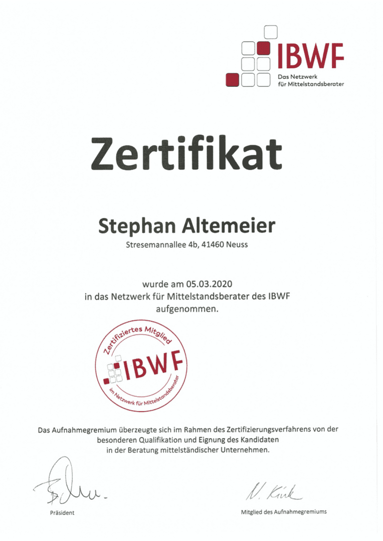 IBWF offizielles Zertifikat